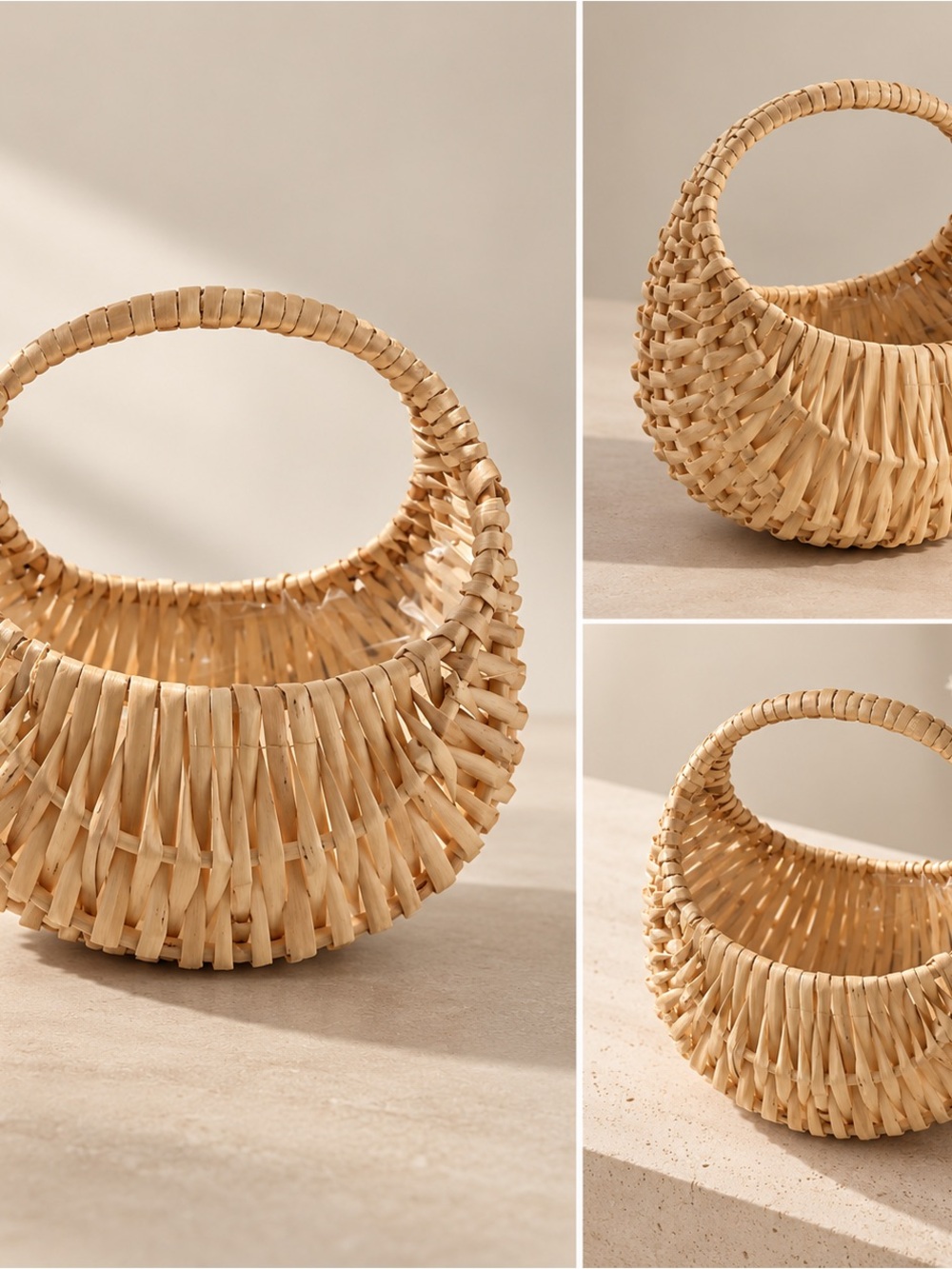 Woven Straw Handbag in Natural Beige